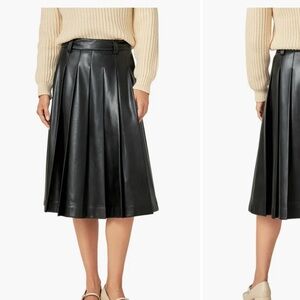 English Factory Black Faux Leather Midi Skirt